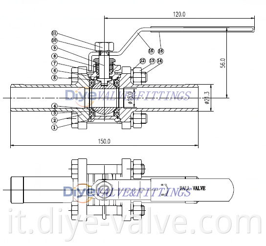 3PC Long Weld Ball Valve